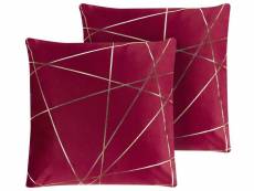 Lot de 2 coussins en velours rouge à motif géométrique 45 x 45 cm pinus 290387