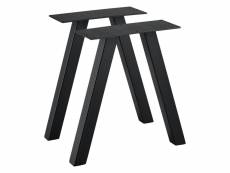 Lot de 2 pieds de table de meuble métal 40 cm noir