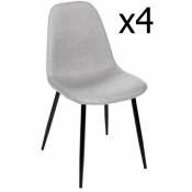 Lot de 4 chaises en gris clair et pieds métal noir -L45 cm -PEGANE-