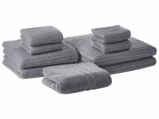 Lot de 9 serviettes de bain en coton gris areora 245721