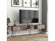 Meuble tv salangen 180 x 30 x 49 cm effet noyer noir [en.casa]