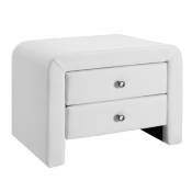 Meubler Design - Table Chevet Design En Simili Cuir Eva - Blanc, Polyuréthane, Rectangulaire, Style Contemporain, 50 x 38 x 37 cm - Blanc