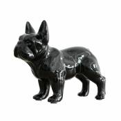 Meubletmoi - Statue décorative Bulldog français en résine laquée noir