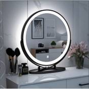 Miroir Maquillage Lumineux led Rotation à 360° Miroir a Poser Idéal pour Rasage et Maquillage - Blanc Froid