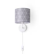 Paco Home - Applique Abat-Jour Tissu Lampe à Poser Lampe De Chevet E14 Vintage Rétro Ronde Lampe murale - Blanc, Design 10 (Ø18 cm)