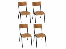 Paris prix - lot de 4 chaises en bois "écolier" 84cm noir