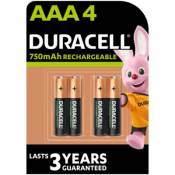 Pile rechargeable Duracell LR3 AAA 750 mAh lot de 4