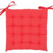 Rideaudiscount - Galette de Chaise 100% Coton 40 x 40 x 4 cm à Nouettes Non Déhoussable Uni Rouge Corail - Rouge