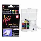 Sakura Koi Boîte d’aquarelle de voyage avec 12 couleurs