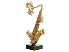 Statue saxophoniste avec saxophone et peinture dorée h62 cm - song