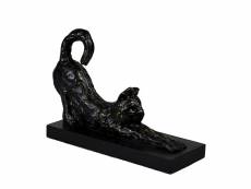 Statuette chat couché h 15 cm scat - bronze/or - 22x8x15