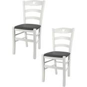 T M C S - Tommychairs - Set 2 chaises cuore pour cuisine, bar et salle à manger, robuste structure en bois de hêtre laqué en couleur blanc et assise