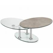 Table basse double céramique grey couleur gris à plateaux pivotants en verre - gris