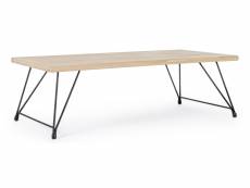 Table basse en bois de l'hévéa blanchi et pieds acier