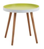 Table d'appoint ronde en bois et mdf laqué vert anis