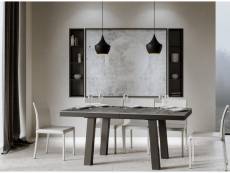 Table extensible 6 à 14 places l 180 à 284 cm gris béton et cadre métal anthracite bidy