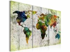 Tableau cartes du monde voyages colorés 2 taille 120