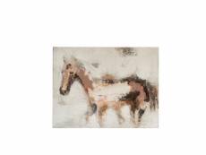 Tableau cheval abstrait canevas-bois mix - l 90 x l 4 x h 120 cm