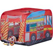Tente de jeu en forme de camion de pompiers, pour enfants dès 3 ans, intérieur/extérieur, 70x110x70 cm, rouge - Relaxdays