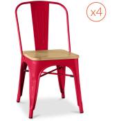 Tolix Style - Chaise Factory Assise Carrée en bois