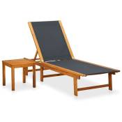 Vidaxl - Chaise longue avec table Bois d'acacia solide