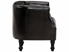 Vidaxl fauteuil tube noir 62x58x65 cm cuir véritable
