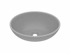 Vidaxl lavabo ovale de luxe gris clair mat 40x33 cm céramique 146927