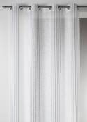 Voilage Design en Etamine à Rayures Verticales - Gris - 140 x 260 cm