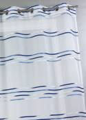 Voilage en étamine tissée de fines rayures horizontales - Marine - 140 x 240 cm