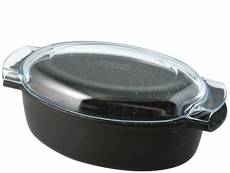 Accueil Cocotte ovale antiadhésive noire, aluminium, noir, 40x21 cm