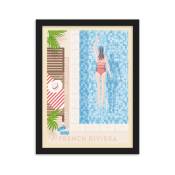Affiche French Riviera + Cadre Bois noir 30x40 cm