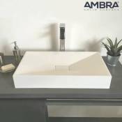 Ambra - Vasque à poser 60 cm en solid surface rectangulaire