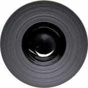 Assiette creuse porcelaine noire bord strié Ø 26cm
