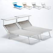 Beach And Garden Design - 2 bains de soleil xl de jardin piscine transat en aluminium Grande Italia Couleur: Gris