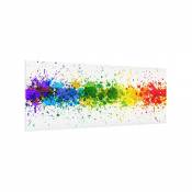 Bilderwelten Crédence en Verre - Rainbow Splatter - Panorama, Peinture Murale revetement Mural Cuisine dosseret de Cuisine Impression sur Verre Fond d