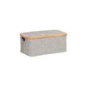Boîte de rangement avec couvercle en tissu et bambou