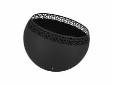 Brasero sphère design en métal noir - ajouré pois