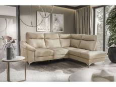 Canapé d'angle en cuir italien de luxe 5 places luzini beige, angle droit