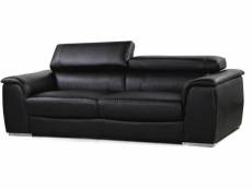 Canapé fixe en cuir reconstitué et pvc "bari" - 210 x 96 x 72 cm - 3 places - noir