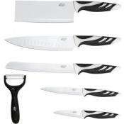 Cecotec Set de couteaux Blancs. Revêtement antibactérien et antiadhésif. Lot de 6 couteaux professionnels suisses.