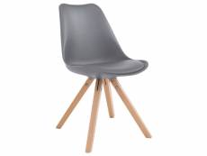 Chaise toulouse similicuir piétement carrée , gris/bois