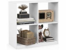 Costway bibliothèque 4 cubes, anti-basculement, étagère de rangement en bois pour chambre, salon, étude, 73 x 33 x 73 cm, blanc
