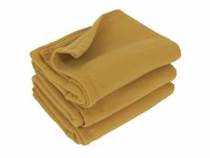 Couverture polaire 240x260 cm 100% polyester 350 g/m2 teddy jaune miel