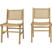 Drawer - Lot de 2 chaises en teck et cannage - Basuki