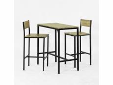 Ensemble table de bar + 2 chaises, set de 1 table + 2 chaises, table haute cuisine sobuy® ogt03-n