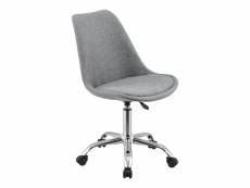Fauteuil chaise siège de bureau rembourré 5 roulettes rotatif à 360° et réglable en hauteur métal gris clair helloshop26 03_0004995