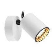 Frankystar - Luminaire Spot Simple Cylindre en Métal Blanc avec Anneau Intérieur Noir h. 9cm