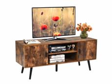 Giantex meuble tv avec 2 portes et 2 étagères en bois pour salon, chambre, 120 x 40 x 50,5 cm, style industriel, marron rustique