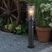 Globo - Lampadaire, lampe de chemin, lampe de jardin, lampe d'extérieur, métal, noir, verre, fumée, détecteur de mouvement, acier inoxydable, E27 max