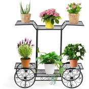 GOPLUS Etagere a Fleurs en Metal, Presentoir de Fleurs pour Plantes en Pots, Support pour Plantes d'Exterieur avec 6 Tablettes, 77 x 75 x 25CM,